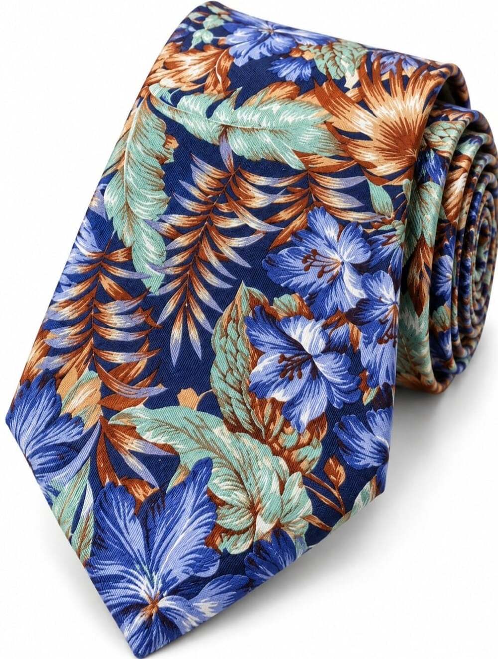 Mario Valentino Tie Men's 100% Italian Silk Tropical Floral Blue Green Standard